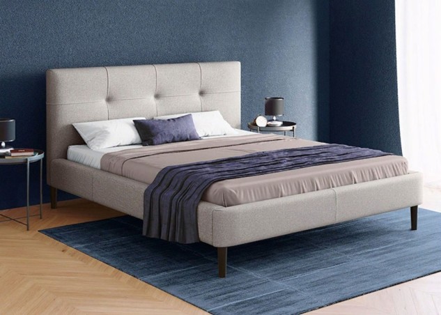 Pilkos spalvos dvigulė daili moderni lova ant kojelių, skirta 160x200 čiužiniui