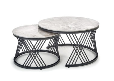 FLAMINGO set of 2 coffee tables grey marble3