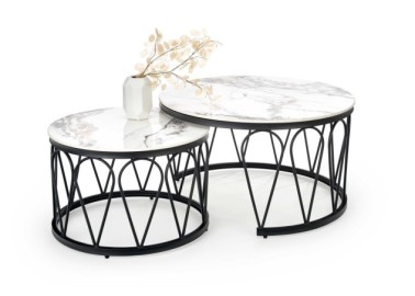 FORMOSA set of 2 coffee tables white marble0