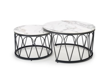 FORMOSA set of 2 coffee tables white marble1