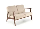Dviejų vietų sofa su tvirtu mediniu rėmu ir kreminės spalvos pagalvėlėmis.

Tai minimalistinio ir klasikinio stiliaus baldas, idealiai tinkantis elegantiškam ir jaukiam interjerui, siūlantis patogumą bei stabilumą.