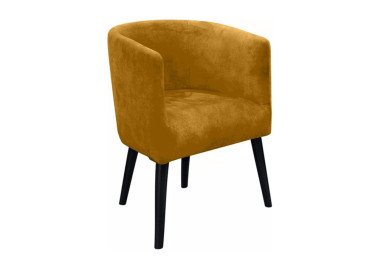 Ypatingai patogus, garstyčių spalvos veliūrinis minkštas fotelis su aukštomis dažytomis natūralios medienos kojelėmis. Fotelis PIN-EMI taps Jūsų kambario išskirtiniu akcentu!