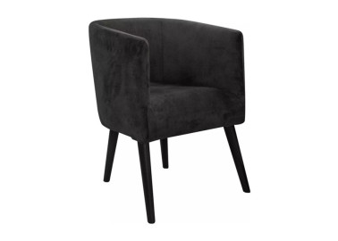 Ypatingai patogus, juodos spalvos veliūrinis minkštas fotelis su aukštomis dažytomis natūralios medienos kojelėmis. Fotelis PIN-EMI taps Jūsų kambario išskirtiniu akcentu!