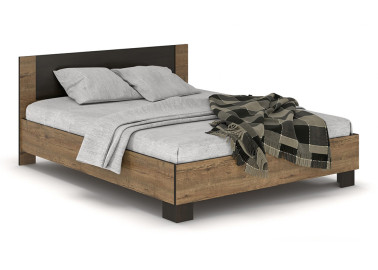 Korpusinė dvigulė lova su kojelėmis ir grotelėmis. Lova šiuolaikiško, modernaus dizaino - taps jaukia miegamojo dalimi