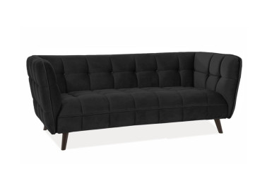 Trivietė sofa Signal Castello 3 velvet Bluvel 19 juodos spalvos