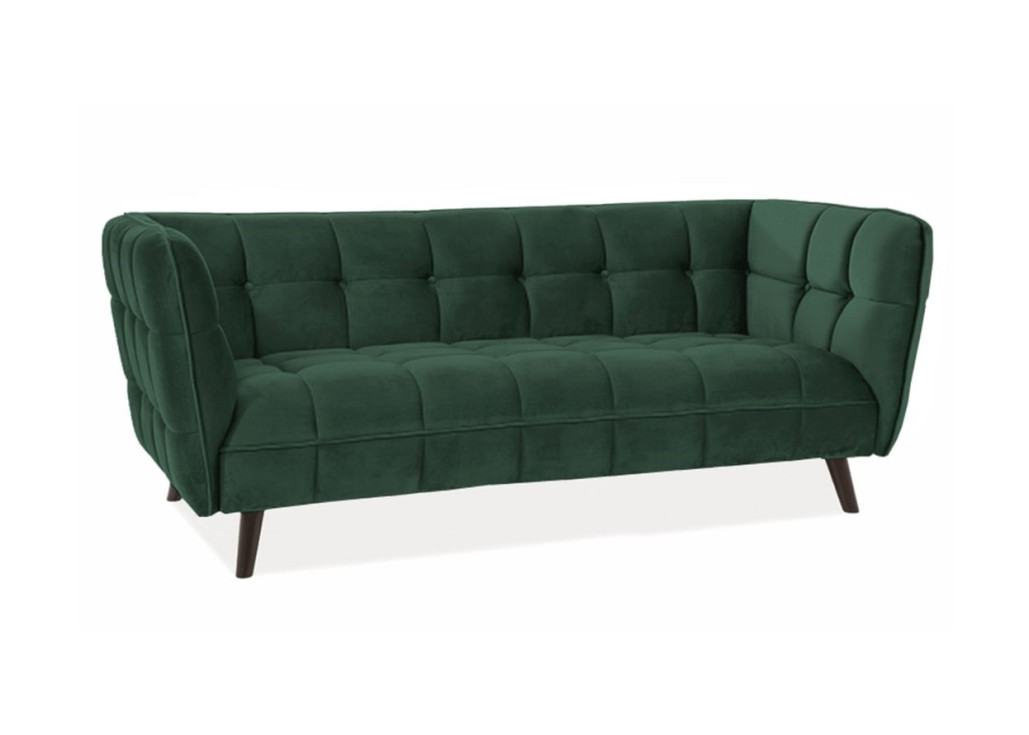 Trivietė sofa Signal Castello 3 velvet Bluvel 78 žalios spalvos