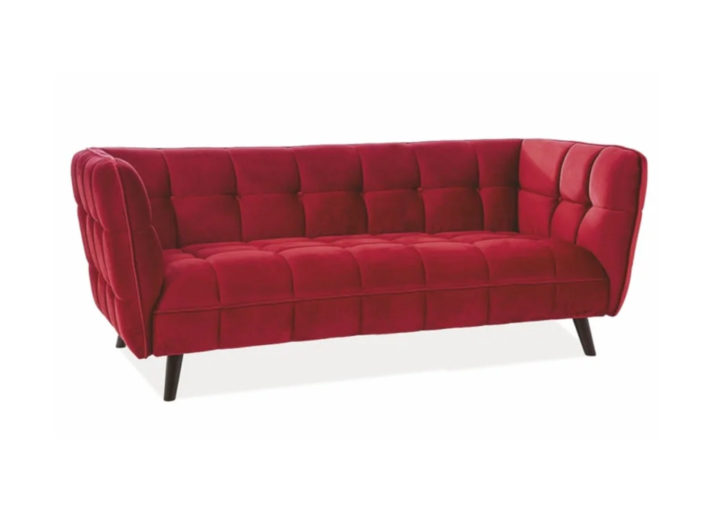Trivietė sofa Signal Castello 3 velvet Bluvel 59 bordo spalvos