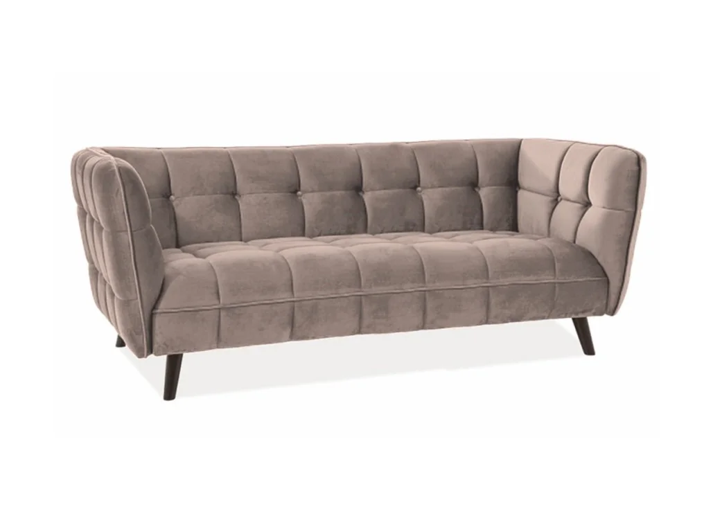 Trivietė sofa Signal Castello 3 velvet Bluvel 28 smėlio spalvos
