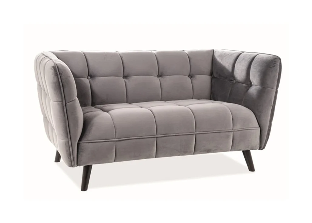 Dvivietė sofa Signal Castello 2 velvet Bluvel 14 pilkos spalvos