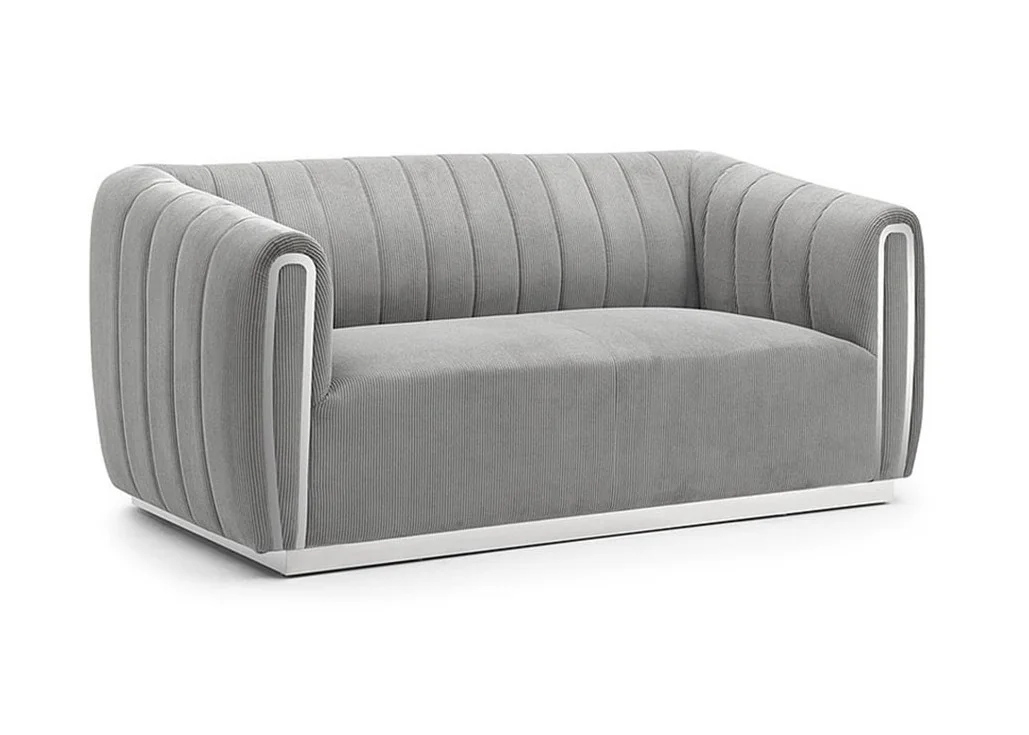 Sofa Signal Santorini 2 pilkos spalvos su sidabro spalvos akcentais
