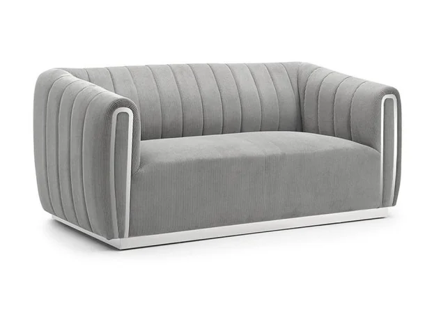 Sofa Signal Santorini 2 pilkos spalvos su sidabro spalvos akcentais