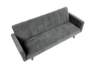Tamsiai pilka, moderni sofa su vertikaliais siūlais ant atlošo, tvirtomis juodomis kojomis ir galimybe transformuotis į lovą.
Puikus baldas, suteikiantis komfortą ir praktiškumą bet kurioje erdvėje.