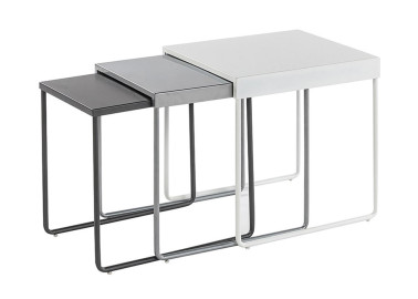 Trijų staliukų komplektas Signal Vicky pilkos ir baltos spalvos