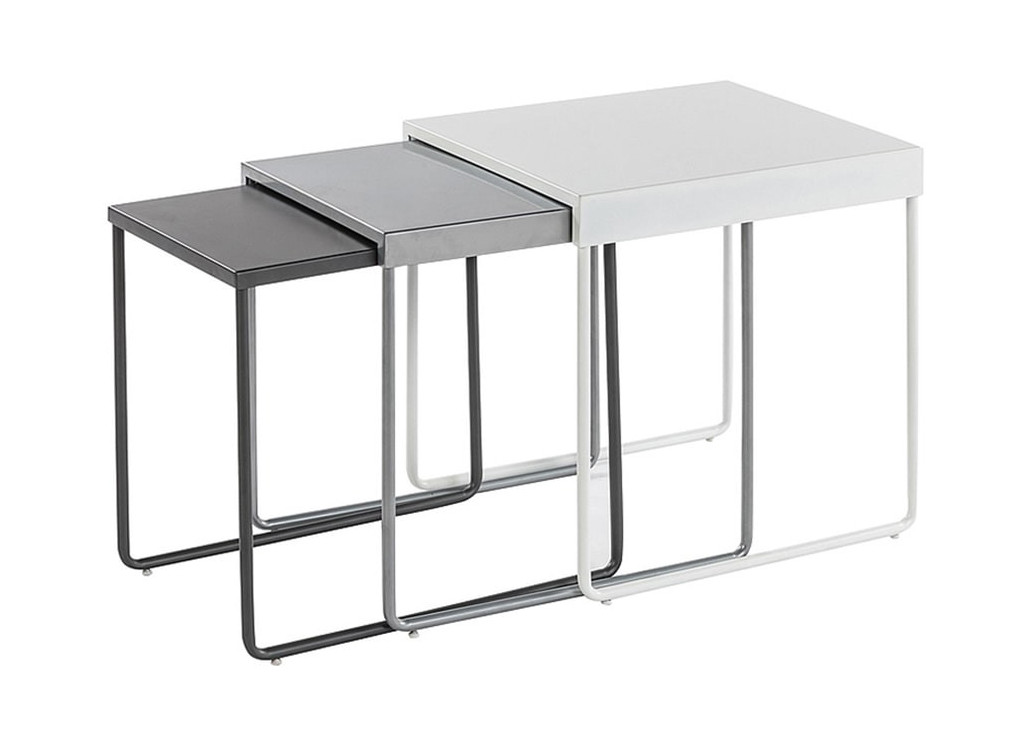 Trijų staliukų komplektas Signal Vicky pilkos ir baltos spalvos
