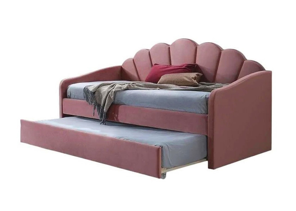 Dvivietė ištraukiama lova Signal Bella Velvet Bluvel 52 rožinės spalvos