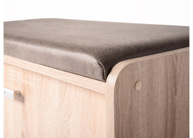 Sonoma ąžuolo, šviesiai rudos spalvos stilinga batų dėžė Komfort 1 su paminkštinimu atsisėsti. Su dvejomis atverčiamomis  durelėmis