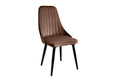Rudos spalvos elegantiško dizaino veliūrinė valgomojo kėdė London su dažytomis medinėmis kojelėmis. Kėdė atlaiko didelį svorį, yra tvirta, kokybiška, patogi ir apsiūta draugišku gyvūnams audiniu.