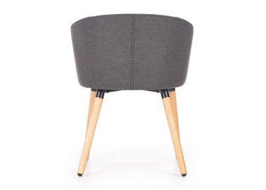 Pilkos spalvos kokybiška patogi ir jauki valgomojo kėdė K-266. Kėdė su natūralios medienos kojomis.