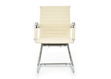 Elegantiška, patogi ir funkcionali kreminės spalvos kėdė Prestige Skid. Kėdė su porankiais, pagaminta iš metalinio korpuso.