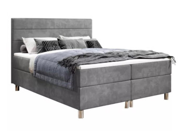 Šiuolaikiška, elegantiško modelio kontinentinė lova su dailiu galvūgaliu ,pilkos spalvos