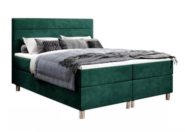 Šiuolaikiška, elegantiško modelio kontinentinė lova su dailiu galvūgaliu ,žalios spalvos