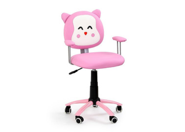 Žaismingo dizaino vaikiška darbo kėdė Kitty. Rožinės spalvos kėdė su katino atvaizdu pavergs kiekvienos mergaitės širdis! Kėdė su ratukais ir pakėlimo mechanizmu.
