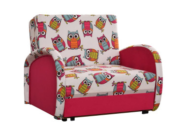 Dailus ir žaismingas miegamasis fotelis vaikų kambariui rožinis su pelėdžiukais