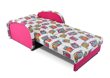Dailus ir žaismingas miegamasis fotelis vaikų kambariui rožinis su pelėdžiukais
