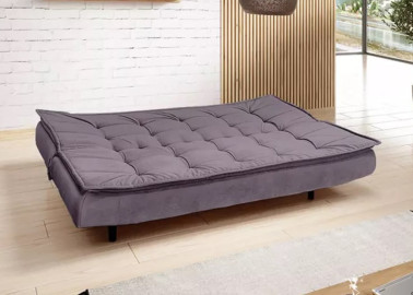 Šiuolaikiška, stilinga ir patogi sofa-lova aptraukta švelniu veliūriniu audiniu pilkos spalvos