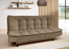 Šiuolaikiška, stilinga ir patogi sofa-lova aptraukta švelniu veliūriniu audiniu smėlio spalvos