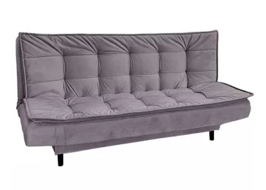 Šiuolaikiška, stilinga ir patogi sofa-lova aptraukta švelniu veliūriniu audiniu pilkos spalvos