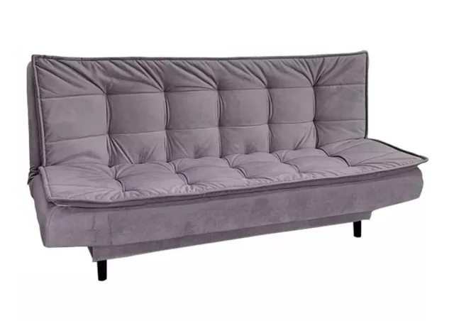 Šiuolaikiška, stilinga ir patogi sofa-lova aptraukta švelniu veliūriniu audiniu pilkos spalvos