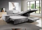 Modernaus dizaino, minkštas kampas su miegojimo funkcija ir  reguliuojamomis atramomis galvai šviesiai pilkos spalvos