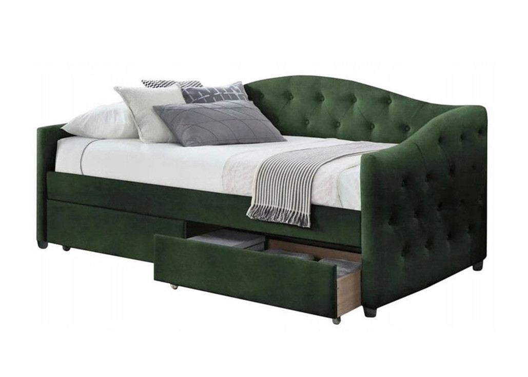 ALOHA - viengulė  lova su dviem stalčiais žalios spalvos