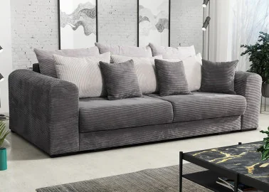 Stilinga ir labai patogi sofa - lova su daugybe minkštų pagalvėlių pilkos spalvos Rob Gol