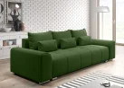 Šiuolaikiška modernaus dizaino sofa-lova su pagalvėlėmis, plačiais porankiais ir patalynės dėže žalios spalvos Rob Ast