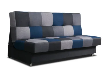Klasikinio dizaino, praktiška sofa-lova pilka ir mėlyna