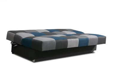 Klasikinio dizaino, praktiška sofa-lova pilka ir mėlyna