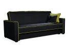 Klasikinio stiliaus sofa-lova su pagalvėlėmis ir dekoratyviomis siūlėmis juodos ir žalios spalvos