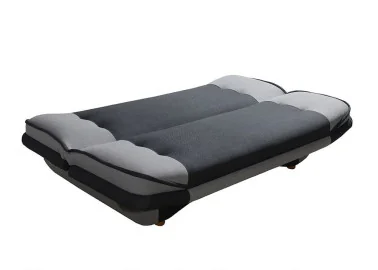 Stilinga ir praktiška sofa-lova su pagalvėlėmis juodos ir pilkos spalvos