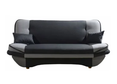 Stilinga ir praktiška sofa-lova su pagalvėlėmis juodos ir pilkos spalvos