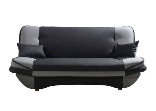 Stilinga ir praktiška sofa-lova su pagalvėlėmis juodos ir pilkos spalvos
