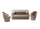 Rudos spalvos maža jauki sofa-lova su patalynės dėže ir miegama funkcija - su metalinėmis kojelėmis