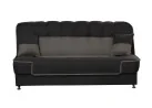 Juodos spalvos maža jauki sofa-lova su patalynės dėže ir miegama funkcija - su metalinėmis kojelėmis