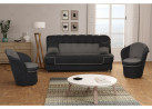 Juodos spalvos maža jauki sofa-lova su patalynės dėže ir miegama funkcija - su metalinėmis kojelėmis