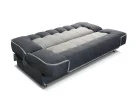 šviesiai pilkos spalvos dvigulė sofa-lova su išskleidimo mechanizmu
