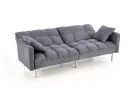 Elegantiško dizaino pilkos spalvos sofa su aukštomis siauromis kojelėmis. Sofa turi relaksacinę funkciją - nugaros atlošas atsilenkia atgal, taip sukuriant erdvę poilsiui, o pilnai nulenkus žemyn - plačią miegamą erdvę.