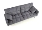 Elegantiško dizaino pilkos spalvos sofa su aukštomis siauromis kojelėmis. Sofa turi relaksacinę funkciją - nugaros atlošas atsilenkia atgal, taip sukuriant erdvę poilsiui, o pilnai nulenkus žemyn - plačią miegamą erdvę.