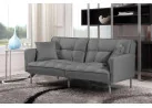 Elegantiško dizaino pilkos spalvos sofa su aukštomis siauromis kojelėmis. Sofa turi relaksacinę funkciją - nugaros atlošas atsilenkia atgal, taip sukuriant erdvę poilsiui, o pilnai nulenkus žemyn - plačią miegamą erdvę.