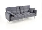Elegantiško dizaino pilkos spalvos sofa su aukštomis siauromis kojelėmis. Sofa turi relaksacinę funkciją - nugaros atlošas atsilenkia atgal, taip sukuriant erdvę poilsiui, o pilnai nulenkus žemyn - plačią miegamą erdvę.